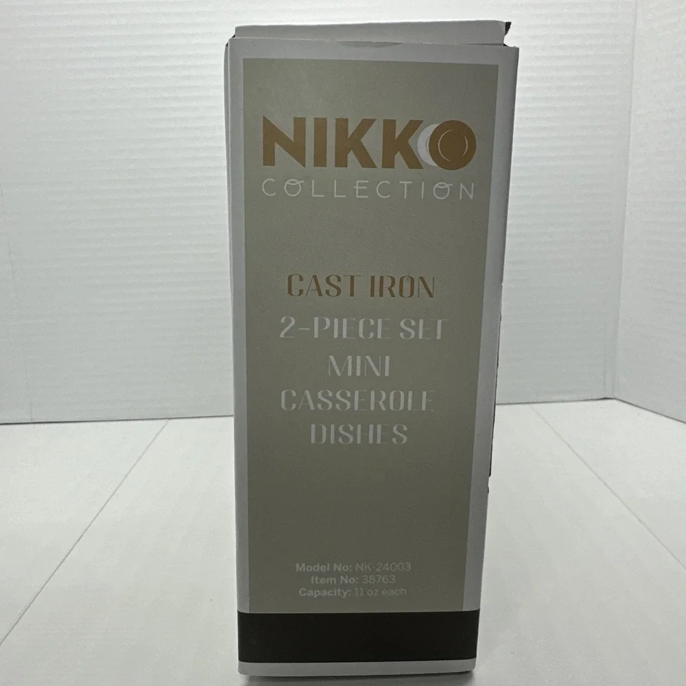 Nikko Collection 2-piece set of mini cast iron‎ casserole dishes NIB